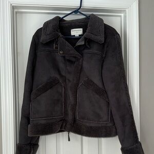 Anthropologie Charcoal Gray Shearling Jacket